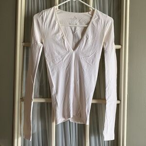 Free People Intimately Cream V-Neck Long Sleeve Top